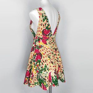 Tres Bien Floral Print Open Back Skater Dress S